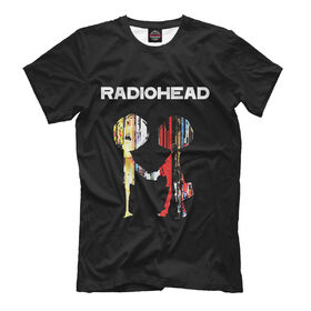 Мужская футболка 3D с принтом Radiohead в Курске, Выбор из 3-х типов ткани | <ul>
<li>Обычная ткань — интерлок, спортивный трикотаж. Плотность 140 г/м.кв. Состав: 100% полиэстер</li>
<li>Премиум ткань — джерси, мягкий трикотаж. Плотность 180 г/м.кв. Состав: 97% полиэстер, 3% эластан</li>
<li>Люкс ткань — кулирка, наиболее плотная и долговечня ткань. Плотность 210 г/м.кв. Состав: 97% полиэстер, 3% эластан</li>
</ul> | Тематика изображения на принте: 