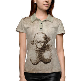 Женская рубашка поло 3D с принтом Лев Толстой в Новосибирске,  |  | 