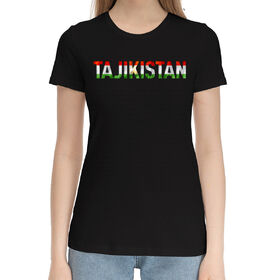 Женская хлопковая футболка с принтом Tajikistan в Санкт-Петербурге,  |  | 