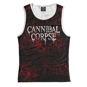 Женская майка 3D с принтом Cannibal Corpse , Джерси, плотность ткани 175 гр/кв.м.; Состав: 100% полиэстер | Джерси 180 гр./кв.м - один из самых востребованных видов трикотажной ткани. Известность материалу принесла именитая француженка Коко Шанель и в 1916 году представила парижскому модному обществу свою новую коллекцию. Изделия из данной ткани плотнее, более мягкие, легкие, практически не чувствуются на теле. Вещи из нее можно смело брать с собой в поездки, в которых вы не планируете тратить время на глажку одежды. Цвет не померкнет спустя множество стирок. | 