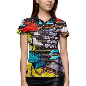 Женская рубашка поло 3D с принтом Граффити в Екатеринбурге,  |  | 