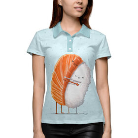 Женская рубашка поло 3D с принтом Суши друзья в Тюмени,  |  | 