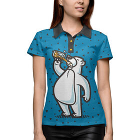 Женская рубашка поло 3D с принтом Пивной медведь в Кировске,  |  | 