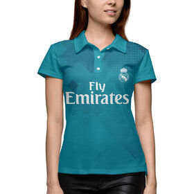 Женская рубашка поло 3D с принтом Реал Мадрид ,  |  | Тематика изображения на принте: 