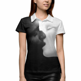 Женская рубашка поло 3D с принтом Черное и белое в Тюмени,  |  | 