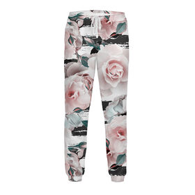 Мужские спортивные штаны с принтом Розовые розы в Екатеринбурге,  |  | 