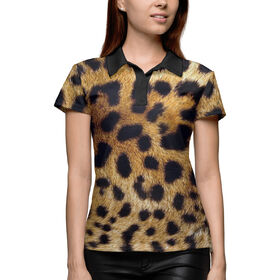 Женская рубашка поло 3D с принтом Леопард ,  |  | 