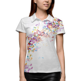 Женская рубашка поло 3D с принтом Нотная волна в Белгороде,  |  | 