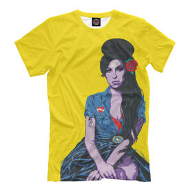 Мужская футболка 3D с принтом Amy Winehouse в Екатеринбурге, Выбор из 3-х типов ткани | <ul>
<li>Обычная ткань — интерлок, спортивный трикотаж. Плотность 140 г/м.кв. Состав: 100% полиэстер</li>
<li>Премиум ткань — джерси, мягкий трикотаж. Плотность 180 г/м.кв. Состав: 97% полиэстер, 3% эластан</li>
<li>Люкс ткань — кулирка, наиболее плотная и долговечня ткань. Плотность 210 г/м.кв. Состав: 97% полиэстер, 3% эластан</li>
</ul> | 