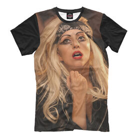 Мужская футболка 3D с принтом Lady Gaga в Курске, Выбор из 3-х типов ткани | <ul>
<li>Обычная ткань — интерлок, спортивный трикотаж. Плотность 140 г/м.кв. Состав: 100% полиэстер</li>
<li>Премиум ткань — джерси, мягкий трикотаж. Плотность 180 г/м.кв. Состав: 97% полиэстер, 3% эластан</li>
<li>Люкс ткань — кулирка, наиболее плотная и долговечня ткань. Плотность 210 г/м.кв. Состав: 97% полиэстер, 3% эластан</li>
</ul> | Тематика изображения на принте: 