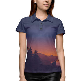 Женская рубашка поло 3D с принтом Sunset ,  |  | 
