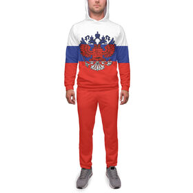 Мужской спортивный костюм с принтом Триколор и герб в Новосибирске, 2 типа ткани |  | 