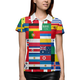 Женское поло 3D с принтом Флаги чемпионата мира по футболу 2018 в Новосибирске,  |  | Тематика изображения на принте: 