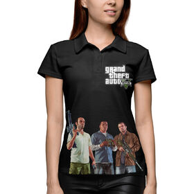 Женская рубашка поло 3D с принтом Персонажи GTA 5 в Тюмени,  |  | 