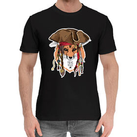 Мужская хлопковая футболка с принтом Real pirate Fox в Курске,  |  | 