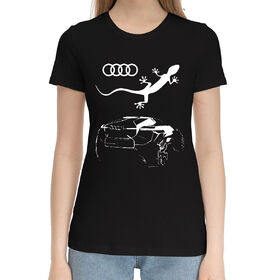 Женская хлопковая футболка с принтом Audi quattro в Тюмени,  |  | 