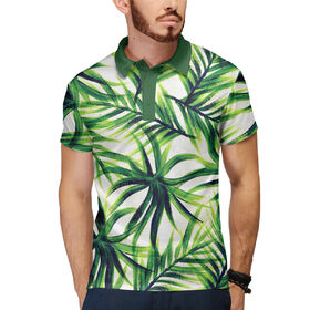 Мужское поло 3D с принтом Пальмовые листья ,  |  | Тематика изображения на принте: 