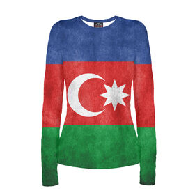 Женский лонгслив с принтом Флаг Азербайджана в Тюмени,  |  | Тематика изображения на принте: 