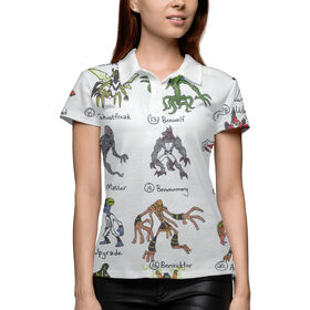 Женская рубашка поло 3D с принтом Зверюги ,  |  | Тематика изображения на принте: 