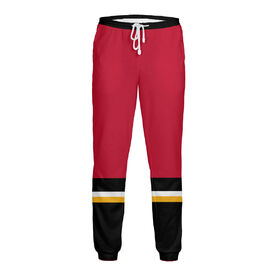 Мужские спортивные штаны с принтом Калгари Флэймз (форма) в Кировске,  |  | Тематика изображения на принте: 