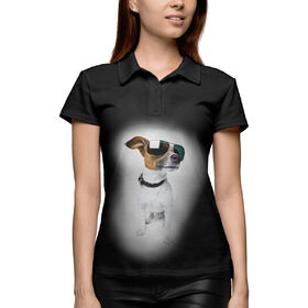 Женская рубашка поло 3D с принтом Агент Джек рассел в Новосибирске,  |  | 