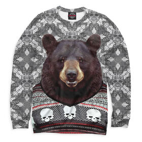 Мужской свитшот 3D с принтом Медведь в свитере ,  |  | 