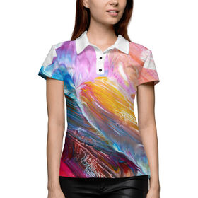 Женская рубашка поло 3D с принтом Акварельные краски ,  |  | 
