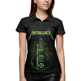 Женское поло 3D с принтом Gibson les paul Metallica в Санкт-Петербурге,  |  | 