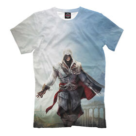 Мужская футболка 3D с принтом Assassin`s Creed Ezio Collection , Выбор из 3-х типов ткани | <ul>
<li>Обычная ткань — интерлок, спортивный трикотаж. Плотность 140 г/м.кв. Состав: 100% полиэстер</li>
<li>Премиум ткань — джерси, мягкий трикотаж. Плотность 180 г/м.кв. Состав: 97% полиэстер, 3% эластан</li>
<li>Люкс ткань — кулирка, наиболее плотная и долговечня ткань. Плотность 210 г/м.кв. Состав: 97% полиэстер, 3% эластан</li>
</ul> | 