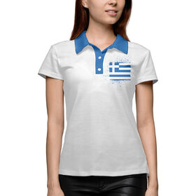 Женская рубашка поло 3D с принтом Греческий флаг в Белгороде,  |  | Тематика изображения на принте: 