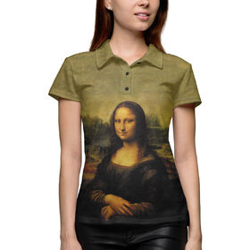Женская рубашка поло 3D с принтом Мона Лиза Джоконда в Курске,  |  | 