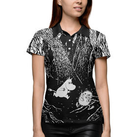 Женская рубашка поло 3D с принтом Мумми Тролль бежит за Стинки в Санкт-Петербурге,  |  | 