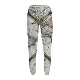 Женские спортивные штаны с принтом Старинная карта мира в Тюмени,  |  | 