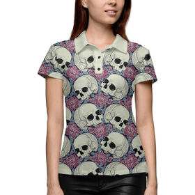 Женская рубашка поло 3D с принтом Skull Garden в Санкт-Петербурге,  |  | 