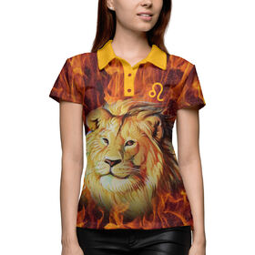 Женская рубашка поло 3D с принтом Лев в Курске,  |  | 