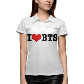 Женская рубашка поло 3D с принтом Я люблю BTS ,  |  | Тематика изображения на принте: 