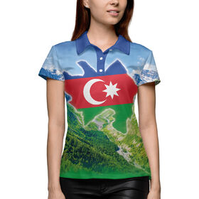 Женская рубашка поло 3D с принтом Горы Азербайджана в Курске,  |  | 