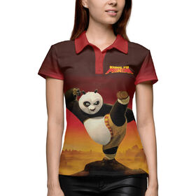 Женская рубашка поло 3D с принтом Kung Fu Panda в Кировске,  |  | 