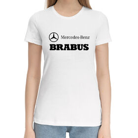 Женская хлопковая футболка с принтом Brabus в Санкт-Петербурге,  |  | 