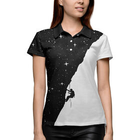 Женская рубашка поло 3D с принтом Ночной скалолаз в Кировске,  |  | 