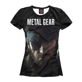 Женская футболка 3D с принтом Metal Gear в Санкт-Петербурге, Выбор из трех типов ткани | <ul> <li>Обычная ткань — интерлок, спортивный трикотаж. Плотность 140 г/м.кв. Состав: 100% полиэстер</li> <li>Премиум ткань — джерси, мягкий трикотаж. Плотность 180 г/м.кв. Состав: 97% полиэстер, 3% эластан</li> <li>Люкс ткань — кулирка, наиболее плотная и долговечня ткань. Плотность 210 г/м.кв. Состав: 97% полиэстер, 3% эластан</li> </ul> | 