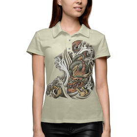 Женская рубашка поло 3D с принтом Восточный дракон в Тюмени,  |  | 