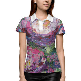 Женская рубашка поло 3D с принтом Пионы в Кировске,  |  | Тематика изображения на принте: 