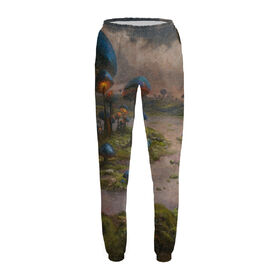 Женские спортивные штаны с принтом Планета волшебных грибов в Петрозаводске,  |  | Тематика изображения на принте: 