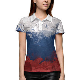 Женская рубашка поло 3D с принтом Триколор в Екатеринбурге,  |  | Тематика изображения на принте: 