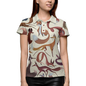 Женская рубашка поло 3D с принтом Лисички в Тюмени,  |  | 