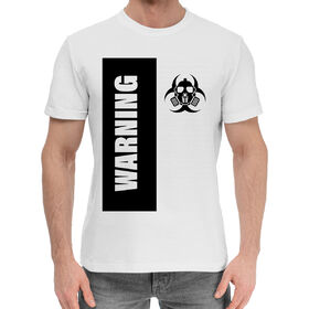 Мужская хлопковая футболка с принтом Warning Virus в Санкт-Петербурге,  |  | 