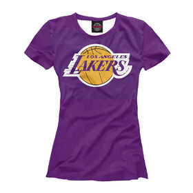 Женская футболка 3D с принтом Lakers purple в Курске, Выбор из трех типов ткани | <ul> <li>Обычная ткань — интерлок, спортивный трикотаж. Плотность 140 г/м.кв. Состав: 100% полиэстер</li> <li>Премиум ткань — джерси, мягкий трикотаж. Плотность 180 г/м.кв. Состав: 97% полиэстер, 3% эластан</li> <li>Люкс ткань — кулирка, наиболее плотная и долговечня ткань. Плотность 210 г/м.кв. Состав: 97% полиэстер, 3% эластан</li> </ul> | 
