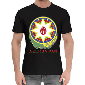 Мужская хлопковая футболка с принтом Азербайджан в Санкт-Петербурге,  |  | 