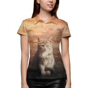 Женская рубашка поло 3D с принтом Коты в Белгороде,  |  | 